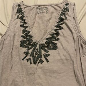 Motherhood Gray Tank Top with Black Embroidery